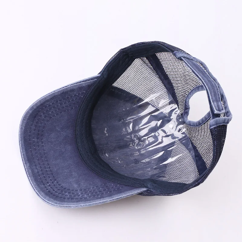 Solid Color Mesh Baseball Caps For Men Women Snapback Hip Hop Ponytail Hats Summer Outdoor Sports Breathable Washed Baseball Cap