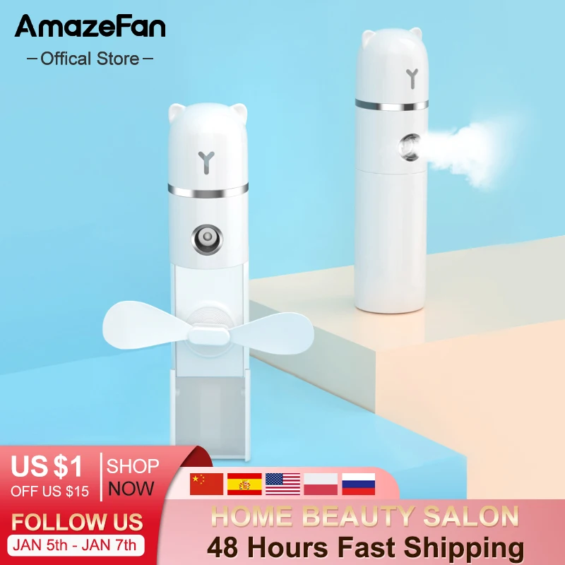 Портативный вентилятор 4 в 1 для распыления воды Amazefan Электрический Ручной