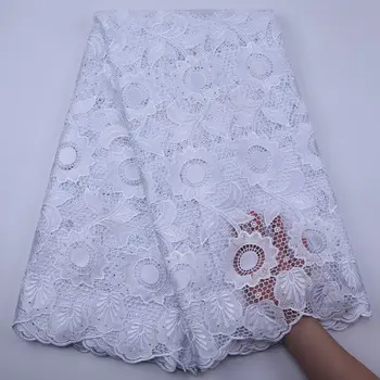 

White Lace Fabric African Cord Lace Fabric High Quality 2020 French Guipure Lace Fabric Africa Net Lace Fabric For Wedding DX17