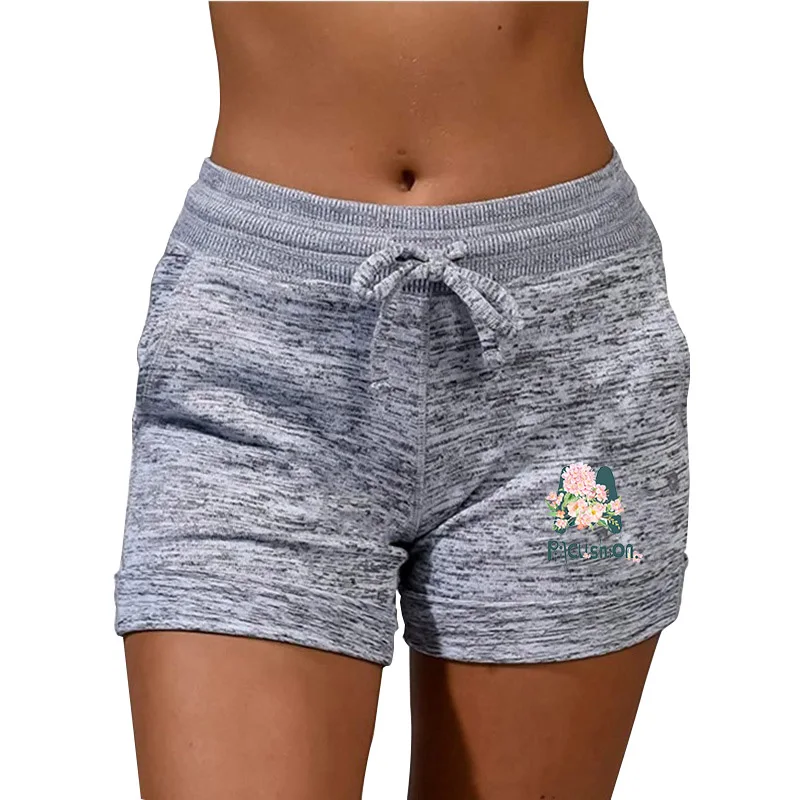 mens swim shorts Woman Shorts Workout Low Waist with Flower Print Drawstring Running Sports Home Yoga Fitness Short Pants Plus Size nike dri fit shorts