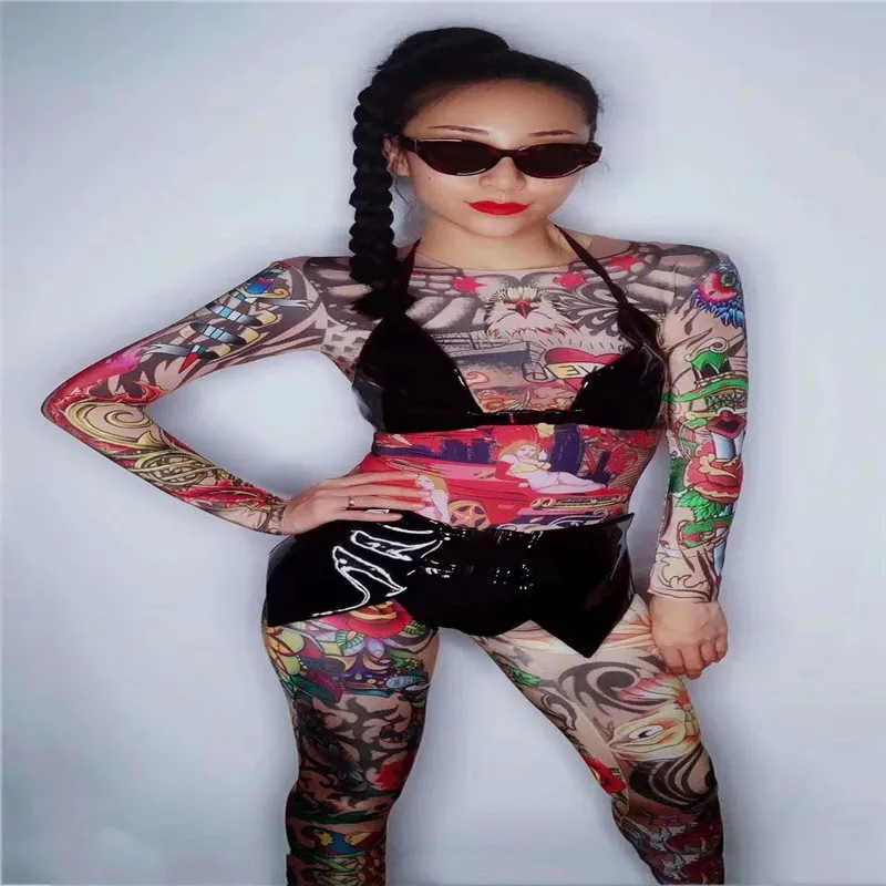 D09-Female-printed-jumpsuit-sexy-dancer-costumes-stage-wears-show-gogo-bikini-Tattoo-printing-bodysuit-dj
