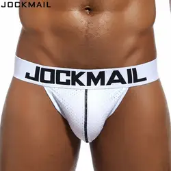 JOCKMAIL бренд сексуальное мужское нижнее белье jock ремни нейлоновая сетка трусики танга из дышащего материала hombre G-string нижнее белье стринги