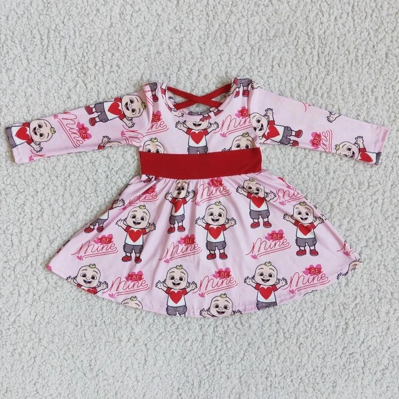 beach dresses Wholesale Toddler Valentine's Day Spring Kid Dinosaur Dress Baby Girl Heart Clothing Children Infant Love Boutique Twirl Clothes top Dresses Dresses