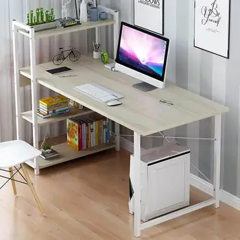 

Upgraded Computer Laptop Desk 47" Modern Style Computer Desk with 4 Tiers Bookshelf for Home Office Studying Living Room