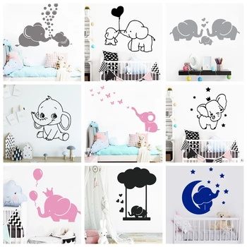 

Pretty Cute Elephant Little Heart Vinyl Wall Stickers Wallpaper For Kids Rooms Diy Home Decoration Wall Decoration Murals