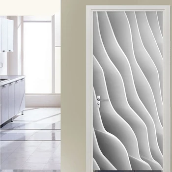 

Modern Abstract Line Door Sticker 3D Creative Stripe Geometric Wallpaper Living Room Door Poster PVC Self-Adhesive Wall Stickers
