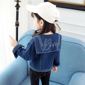 

Baby Girls Denim Jacket Dark Blue Jacket with Sailor Collar Children Infant Jacket Fashion Solid Clothes Toddle Simple Clothing