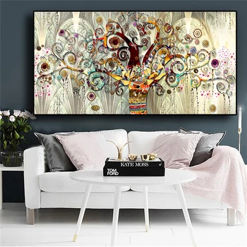 

Landscape with tree of life oil painting in canvas posters and prints Scandinavian Wall Art Drawing Room Picture Cuadros