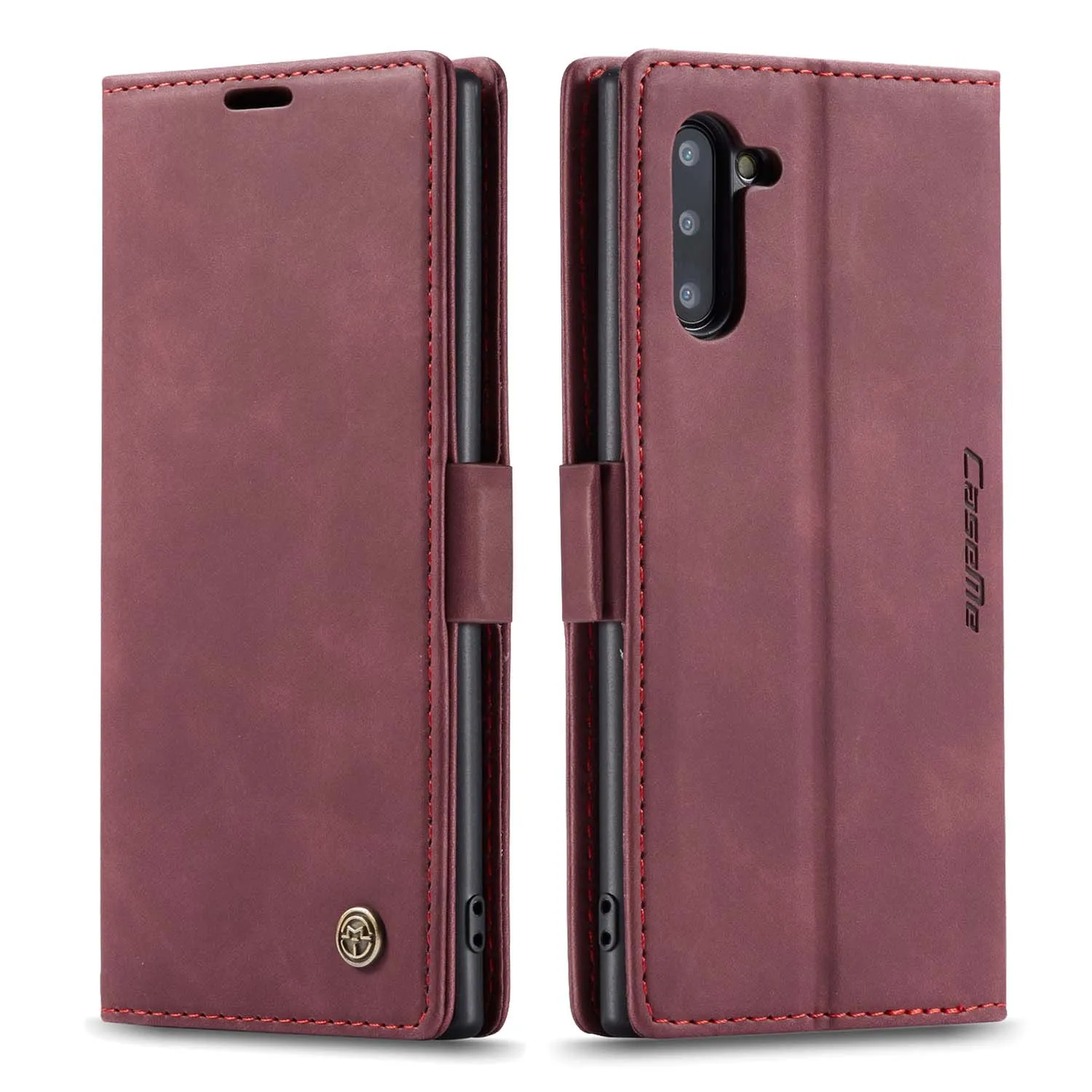 dark red Чехол-книжка для samsung Note 10 Plus, винтажный кожаный бумажник на магните, чехол-подставка для samsung Galaxy Note 10 Funda - Цвет: dark red