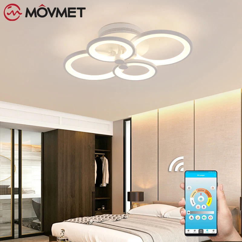 

Modern Black Chandeliers LED Smart Lights For Indoor Home Living Room Bedroom Lamps With Remote Control Lustre