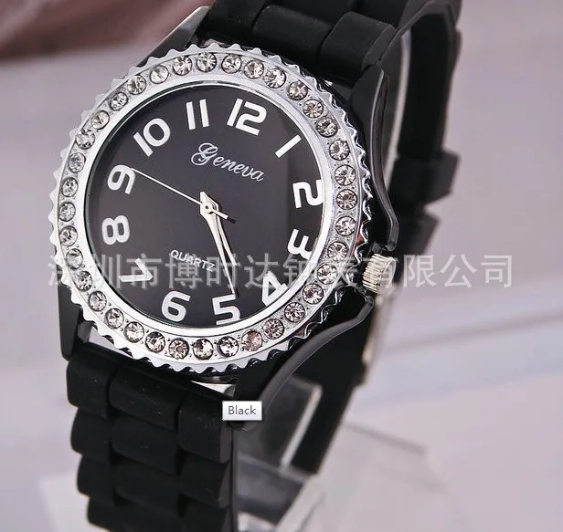 

Hot Selling Geneva Silicone Watch Jelly Diamond Set Quartz Watch Students Watch