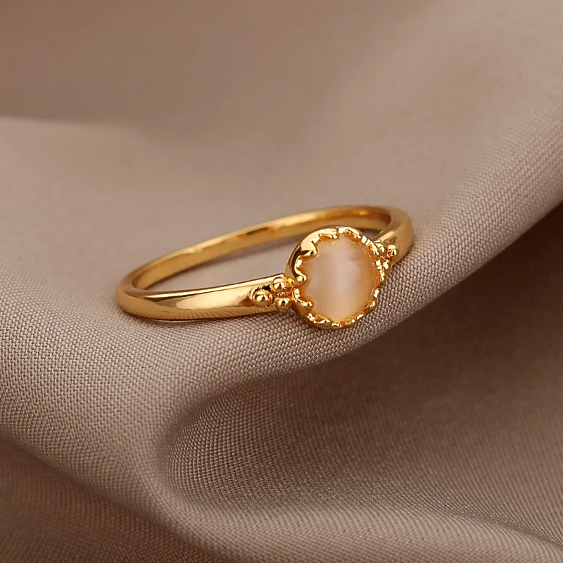 Vintage Opal каменный цветок кольца для женщин Anillos цвета: золотистый серебристый Цвет