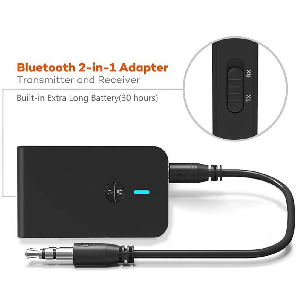 BluetoothV5 0 Transmitter Wireless Receiver 2in1 AptX Audio Codec 3 5mm Headphones Car Home TV CD Player Adapter