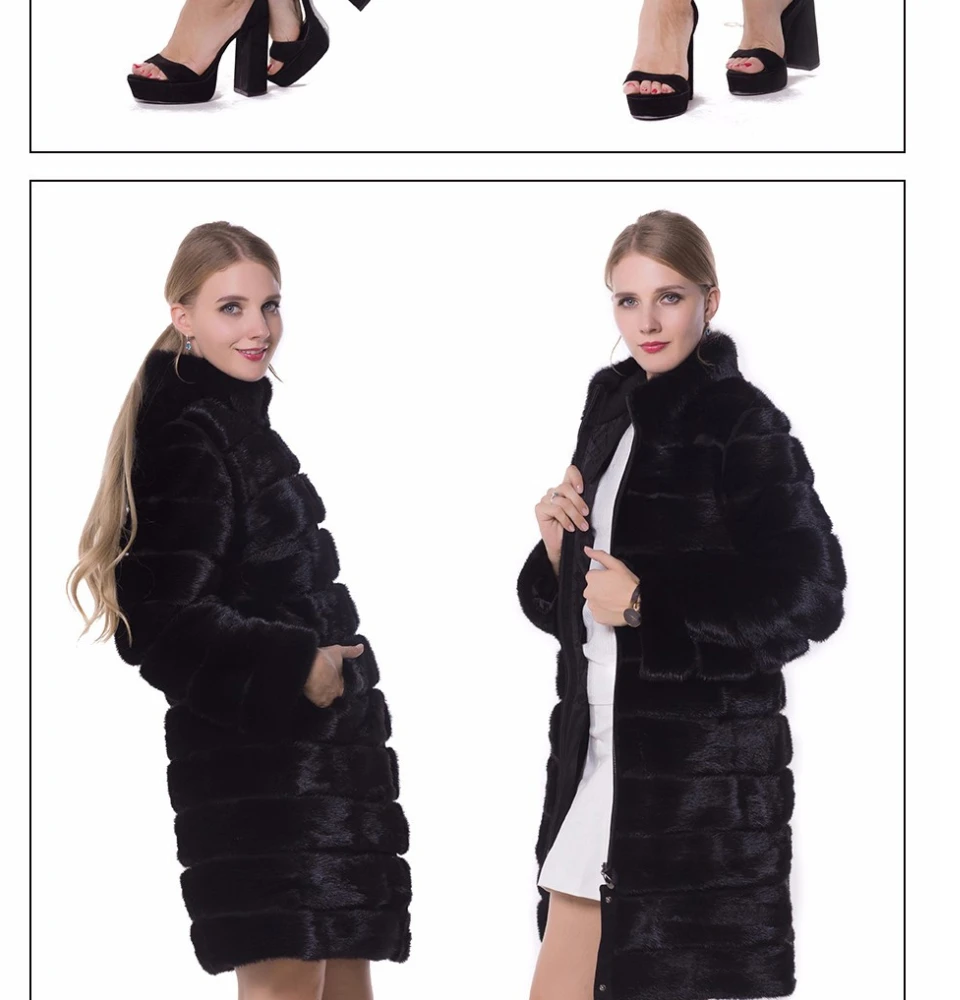Top Real Mink Fur Coat Winter Long Natural Fur Mink Coats And Jacket Black Transformer Warm Women Clothes 2019 Vintage Plus Size 7XL 17