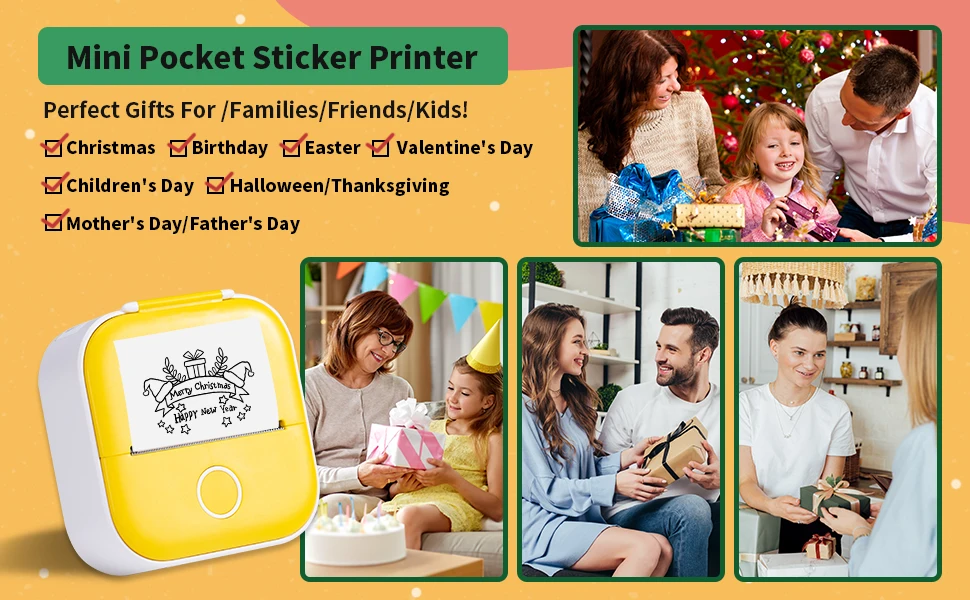 Phomemo Mini Printer Sticker Maker Portable Pocket Thermal Photo Printer Wireless Receipt