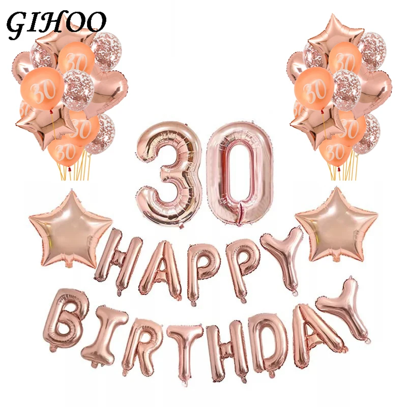 

Rose gold number birthday balloons 18th 20th 21st 30 40th 50th birthday balloon birthday party decorations number print globos