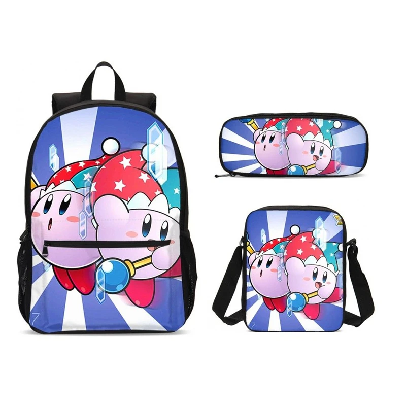 Kawaii Hoshino Kirby набор студенческих рюкзаков с принтом, сумка-карандаш для мужчин и женщин, школьная сумка для девочек и мальчиков, Детский рюкзак, Забавный пакет, слинг, сумка - Цвет: SCBW012001V6V
