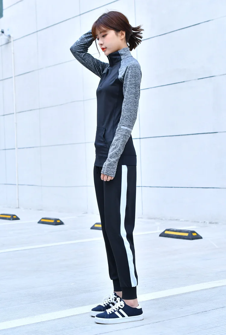 New reflective vertical collar fitness jacket for women fun run quick-drying fitness clothing lady clothing long sleeve jacket