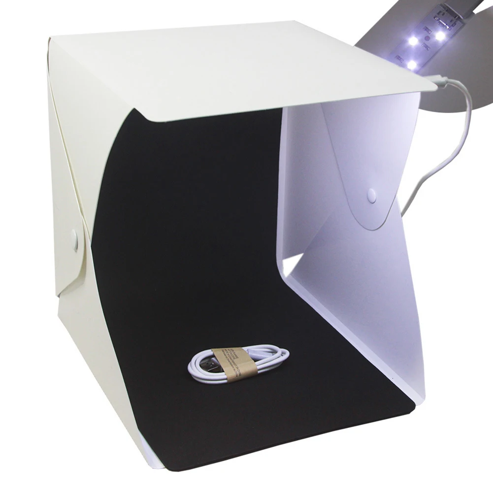 Mini Portable Folding LED Light Micro-USB Connection Diffuser Backdrop Photography Studio Softbox + Dual Color Backdrop dropship