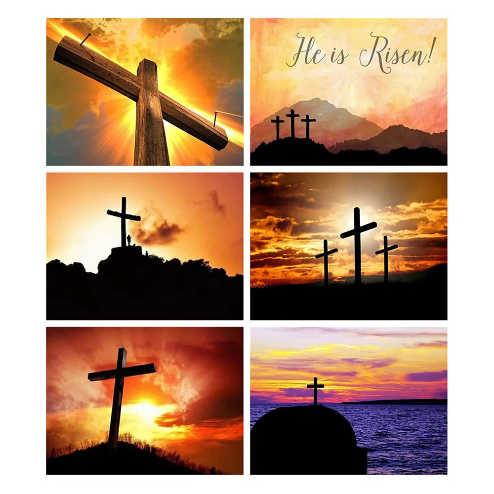 LZAIQIZG Full Square/Round Diamond Painting Cross Home Decor Embroidery Christian Religious Mosaic Sunset Handmade Gift | Дом и сад
