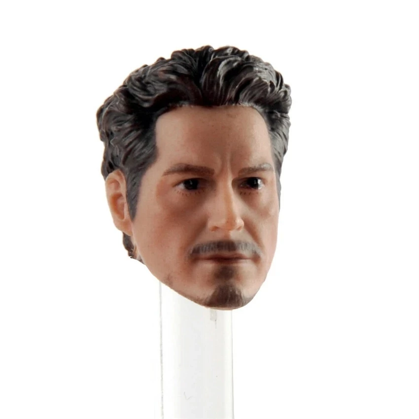 1:10 Iron Man Tony Stark Head Sculpt Carved Model Fit Zd MK3 Action Figure Body 
