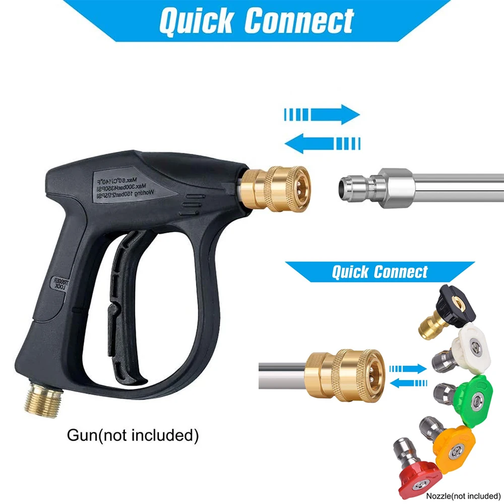 Pressure Washer Metal Wand Tips Water Spray Lance Spear Quick Jet Tips 1/4  Quick-Connect Electric Washer Nozzle Extension Rod 2