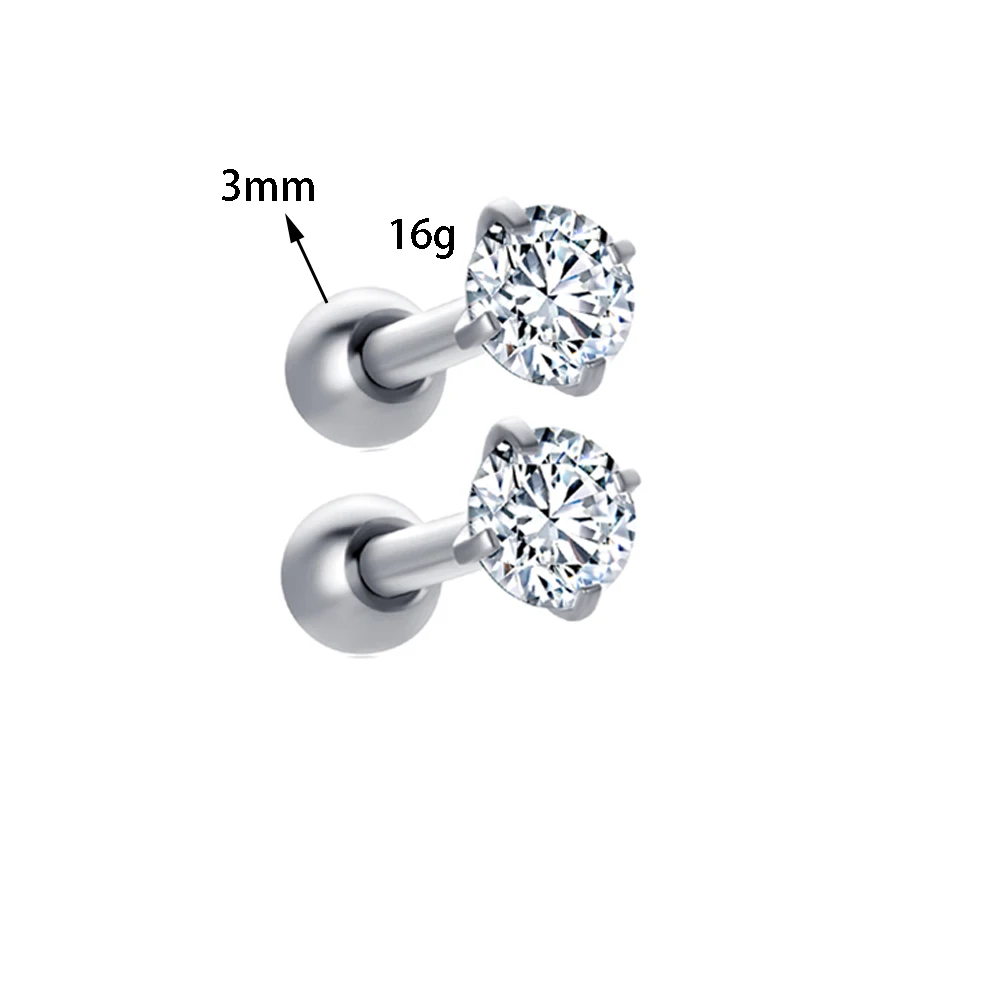 round gem ear stud JUNLOWPY 1-7 пар серьги для ушного хряща из нержавеющей стали шаровая шпилька штанга для Штанга пирсинг уха тело губная серьга для женщин - Окраска металла: round gem ear stud