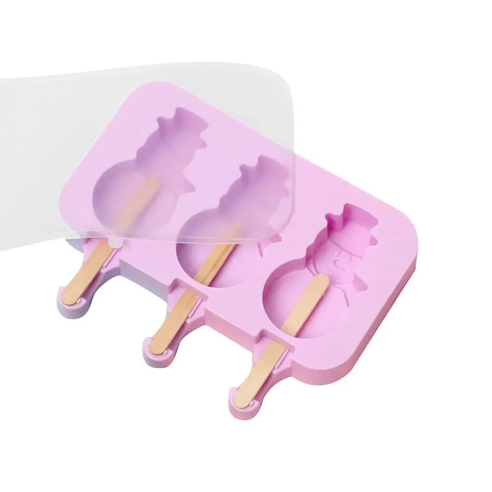 Kawaii Dibujos Animados Diy Molde Para Paleta De Helado Pegatinas De Cubo De Hielo Molde Patron Bandeja Helado 50 Muneco De Nieve De Silicona Incluye Mano K0g3 Aliexpress