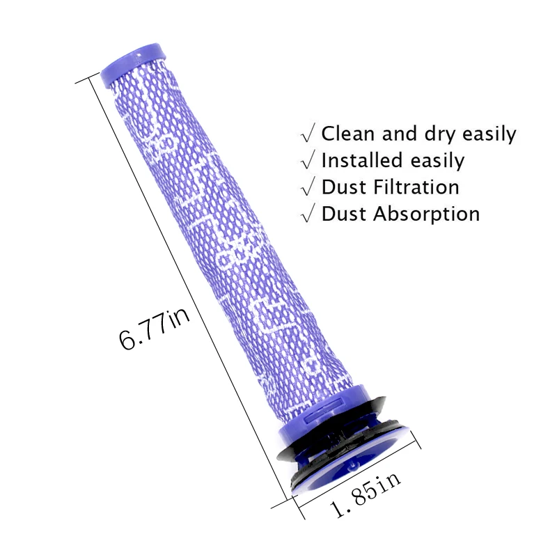 Filter for Dyson V6 Absolute Motorhead Cordless Stick Vacuum, 2 Post  Filters, 2 Pre Hepa Filters Replacement, Compare to Parts # 965661-01 &  966741-01