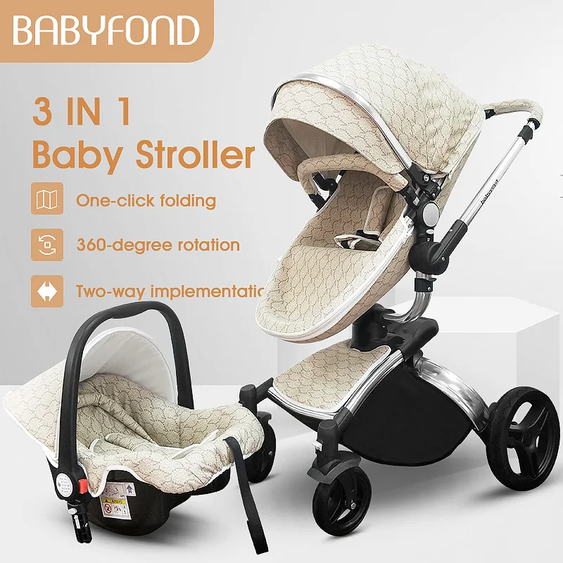 Babyfond/Роскошная детская коляска с высоким ландшафтом 3 в 1 для новорожденных