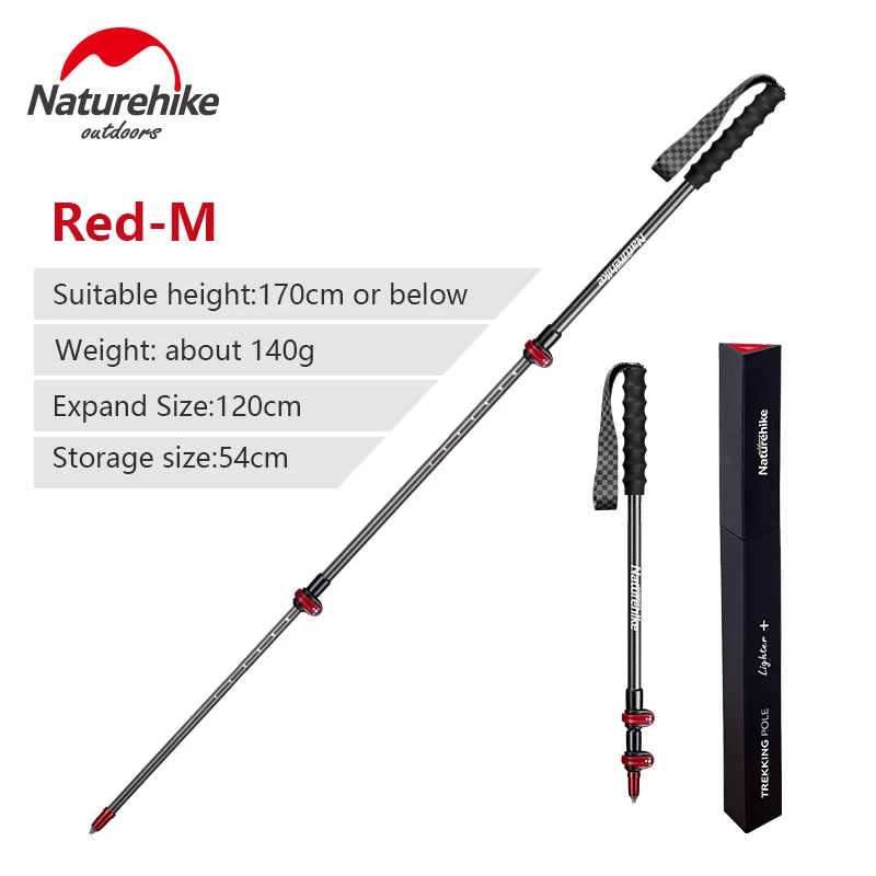 Red (M) Naturehike 1 палка треккинг полюс 3 Секции Легкий альпинистский трость для пеших прогулок Альпинизм бег альпинизмом - Цвет: Red (M)