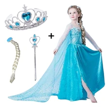 Нарядное платье для девочек с изображением Анны и Эльзы; костюм принцессы; вечерние платья для костюмированной вечеринки; платья королевы Эльзы; детская одежда; платья Анны и Эльзы