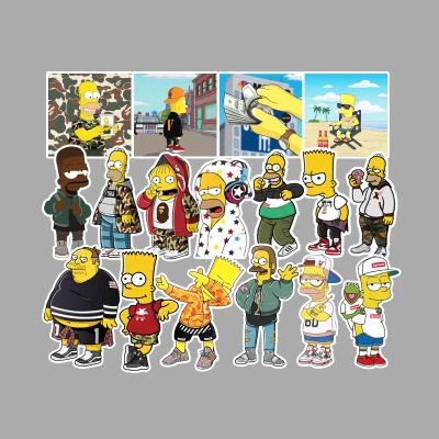 

50PCS/SET Stickers The Simpsons Fashion Pattern Anime Stickers On Laptop The Fridge Car Decor For Skateboard Notebook Guitar