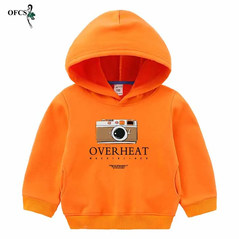 Orange Модные свитшоты для маленьких мальчиков и девочек; хлопковые детские толстовки с капюшоном; детская одежда с буквенным принтом; толстовки с длинными рукавами; пальто; 5 цветов - Цвет: Orange