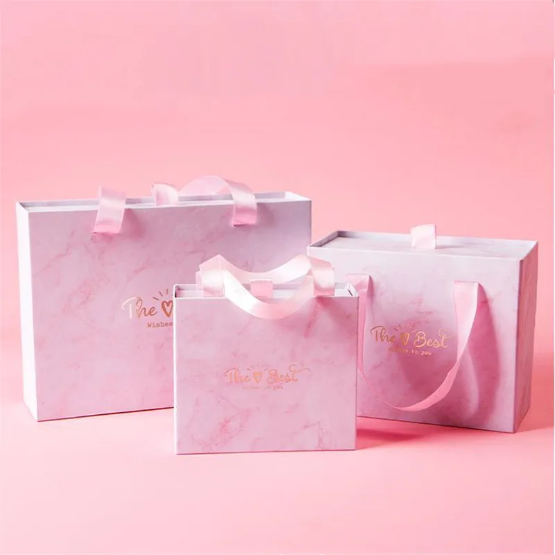 

Portable Drawer Storage Box Marble Pattern Candy Paper Box Bridesmaid Gift Wedding Party Innovative Pink Sugar Packing Box