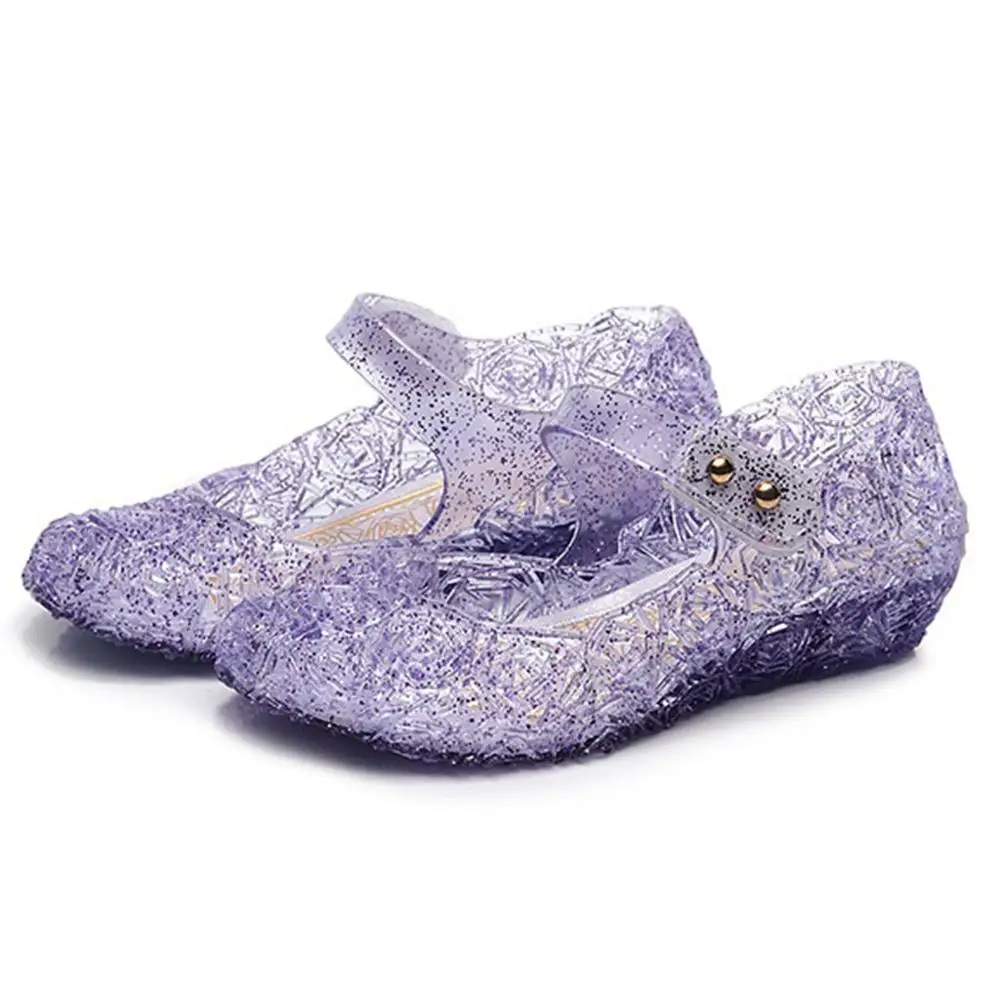 Фиолетовый Elsa schoenen/детские сандалии с кристаллами для маленьких девочек; прозрачная обувь принцессы на танкетке для танцевальной вечеринки; chaussure reine des neiges;# 15F - Цвет: Фиолетовый