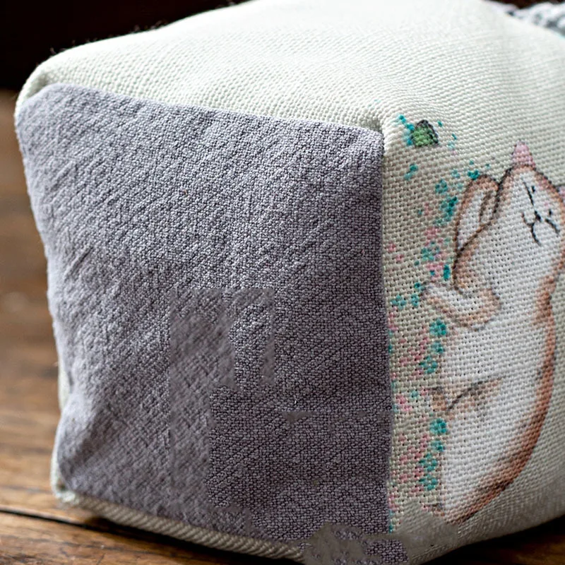 Retro Painting Cat Art Teaware Storage Bag Outdoor Travel Tea Set Tea Cozies Silk Teapot Teacup Cloth Bag Nut Protection Package