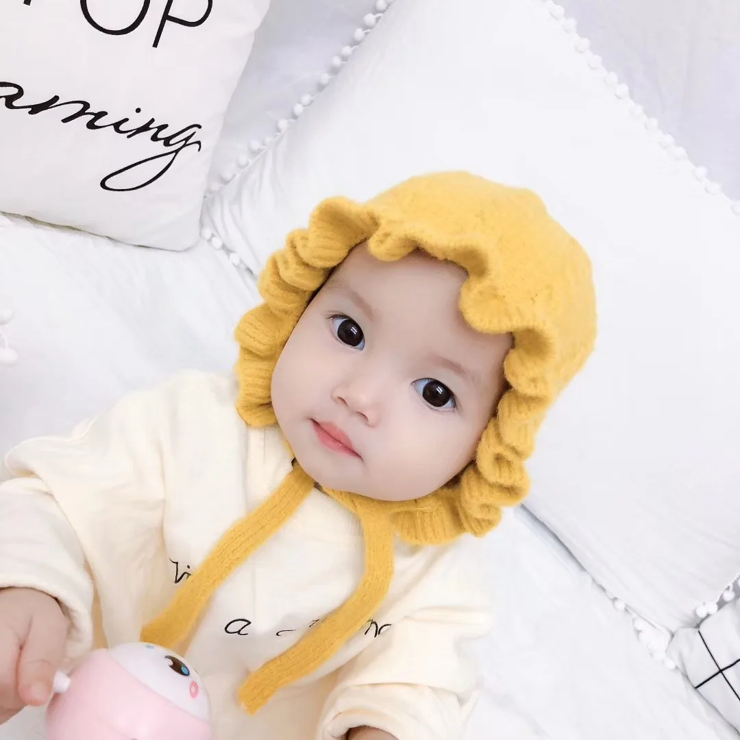 Осень-зима, шапка для детей 2-4 лет, новая теплая шапка в полоску для детей 6-24 месяцев, Детская шляпа для маленьких девочек, вязаная шапка