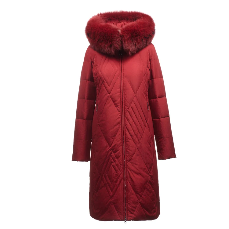 luxury Women Fur collar Down jacket Winter New arrival Large size Female Warm Coat Long Hooded Thick Outwear Elegant YNZZU 9O153 - Color: As picture show