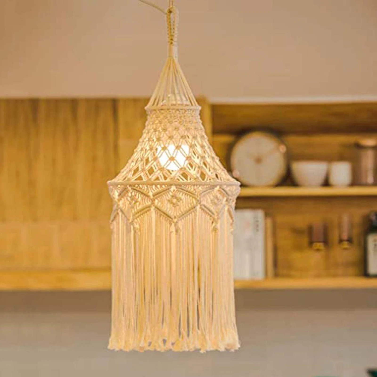 Handwoven Macrame Pendant Lampshade Boho Chic Decors for Light Chandeliers