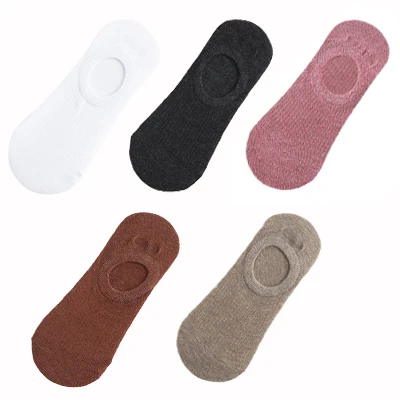 5 Pairs Woman Silicone Non-slip Invisible Socks Summer  Cotton Ankle Solid Color Boat Women's Slippers 35-40EUR Short Socks Lot 18