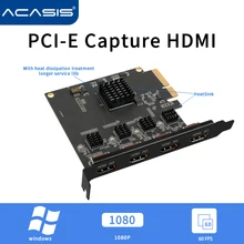 Acasis – carte d'acquisition vidéo PCI E 1080p, 60fps, 4 canaux, compatible HDMI, OBS, adaptateur pour diffusion en direct, Quad Ports