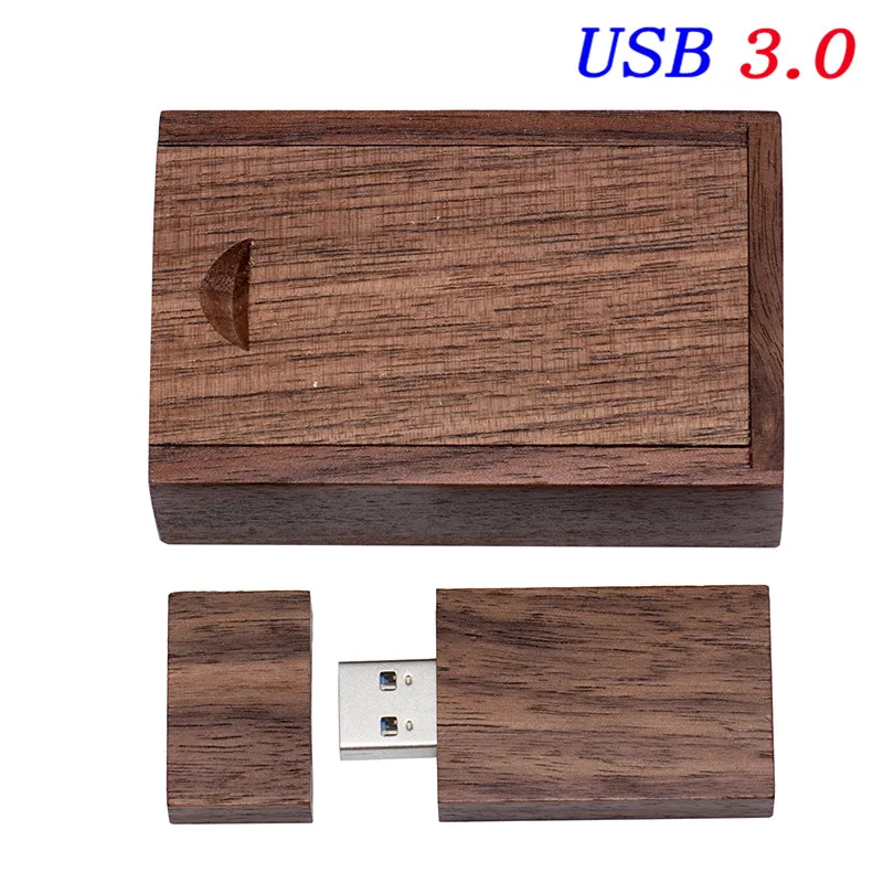 JASTER USB 3,0 логотип клиента деревянный USB флэш-накопитель Флешка карта памяти+ подарочная коробка 4 ГБ 8 ГБ 16 ГБ 32 ГБ 64 ГБ U диск свадьба - Цвет: walnut wood with box