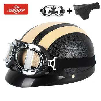 

Motorcycle helmet open electric bicycle scooter bicycle travel retro helmet + goggles For Harley-Davidson Piaggio Ducati Yamaha
