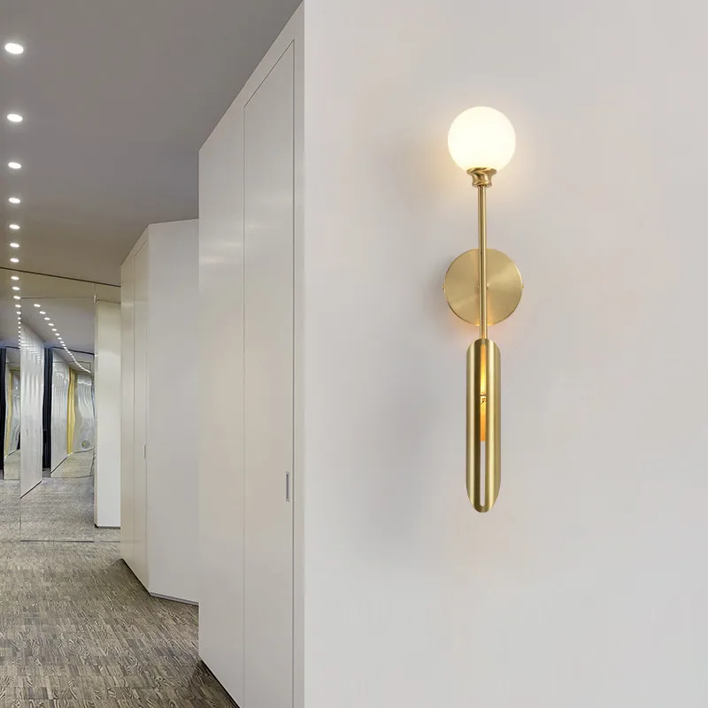 

New 2 LED Bulb Corridor Stair Wall Lamp Living room Bedside Wall Sconce White Glass Gold Metal Surface mount Saudi Arabia Style
