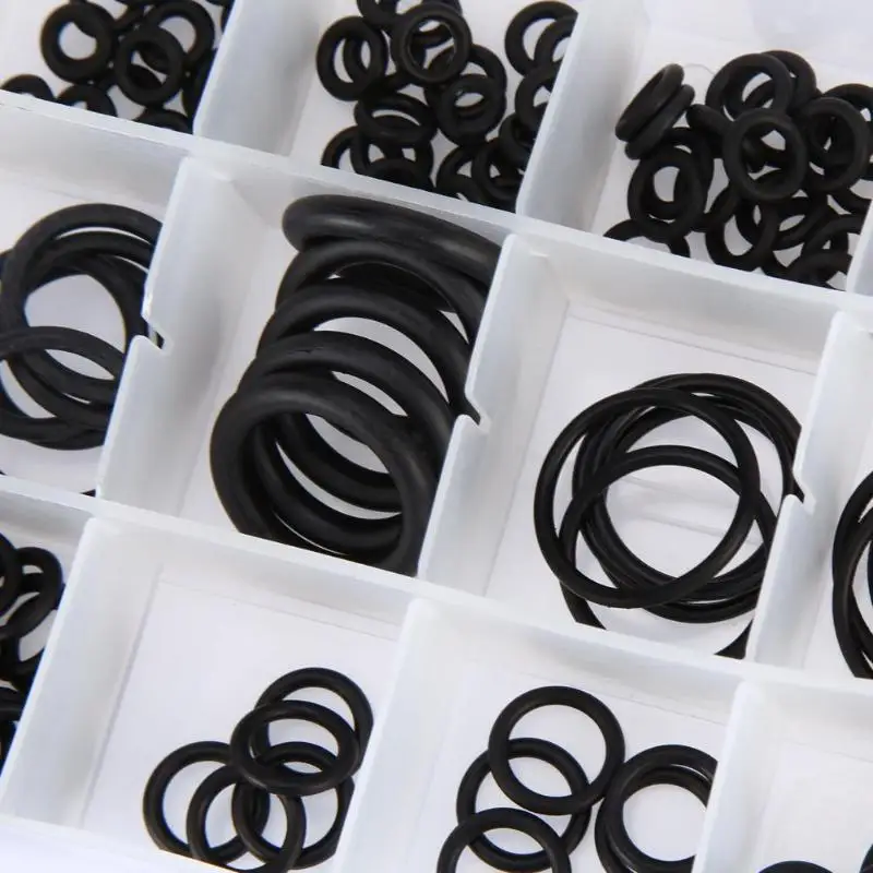 Силиконовая Резина 18 размеров 225 шт./компл. резиновое уплотнительное кольцо уплотнительные прокладки набор прокладок черный для автомобиля с пластиковой коробкой Circlip для автомобиля