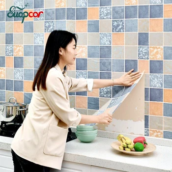 

PVC High Temperature Kitchen Oil-proof Stickers Self-adhesive Waterproof Wallpaper Cabinet Tiles Range Hood Stove Wall Sticker