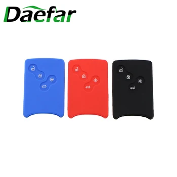 

Daefar Silicone rubber car key case cover for Renault Clio Logan Megane 2 3 Koleos 4 button card smart key shell set