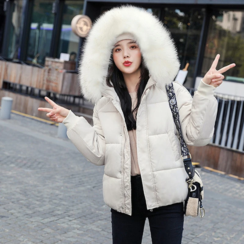 5 Colors Ladies Faux Fur Hooded Short Puffer Jacket New Fashion Parka Casual Loose Winter Jacket Women Warm Bubble Coat