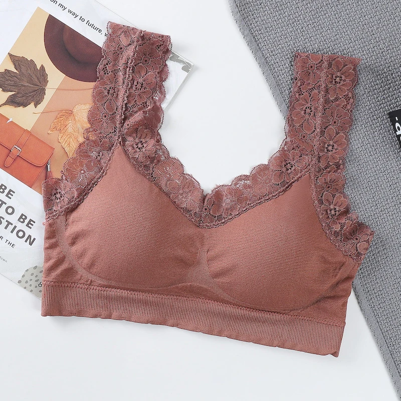 One Piece Sexy Lingerie For Women Tube Top Bra Seamless Lace Brassiere Women's Sports Bra Fashion Crop Top Female Underwear Tops